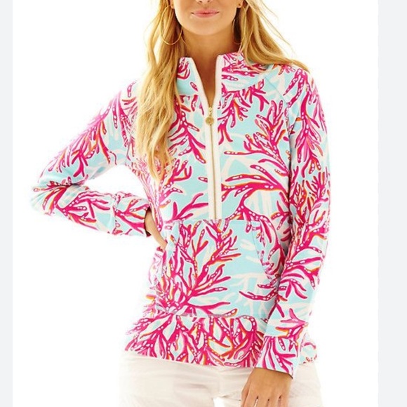 LILY PULITZER CORAL REEF PULLOVER PINK BLUE XXS - Picture 1 of 16